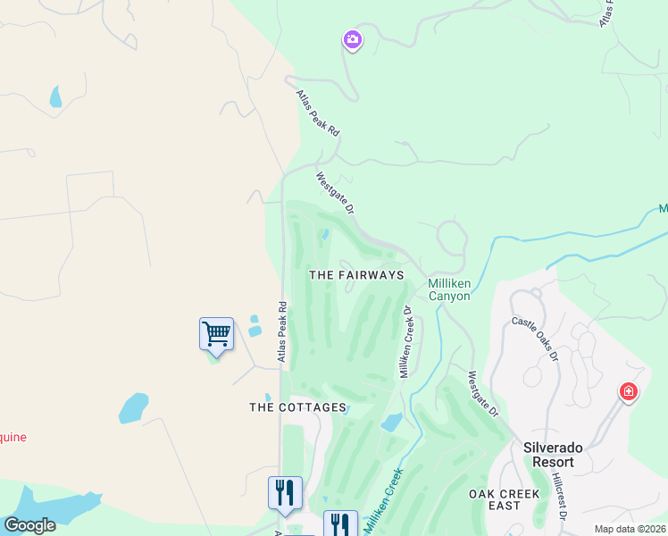 map of restaurants, bars, coffee shops, grocery stores, and more near 63 Fairways Drive in Napa