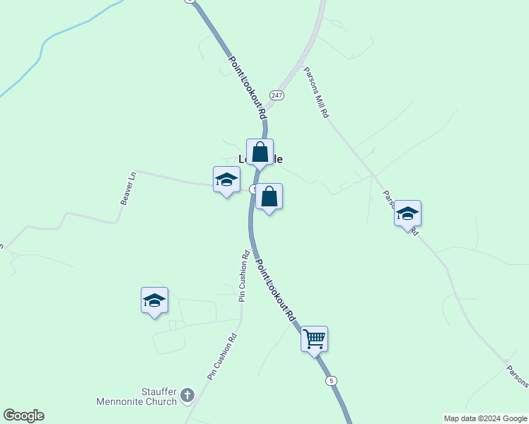 map of restaurants, bars, coffee shops, grocery stores, and more near 28330 Point Lookout Road in Leonardtown
