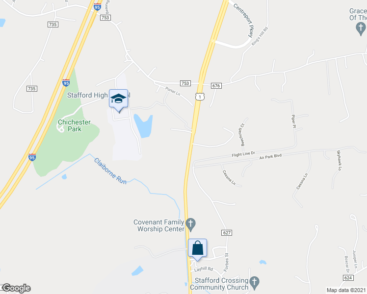 map of restaurants, bars, coffee shops, grocery stores, and more near 751 Jefferson Davis Highway in Fredericksburg