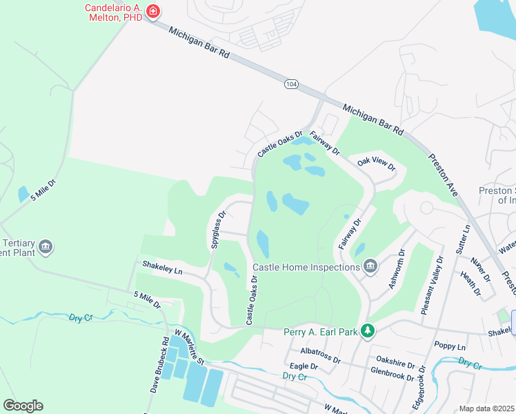 map of restaurants, bars, coffee shops, grocery stores, and more near 600 Castle Oaks Drive in Ione