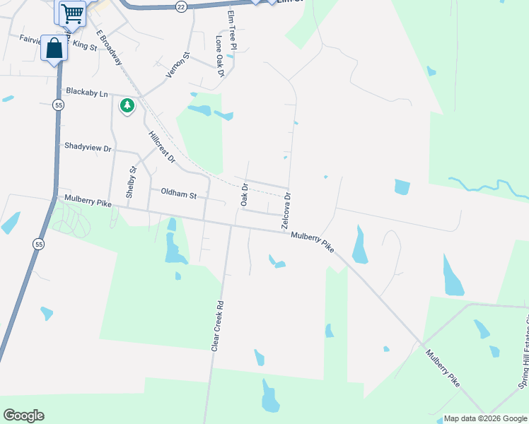 map of restaurants, bars, coffee shops, grocery stores, and more near 13-199 Raintree Dr in Eminence