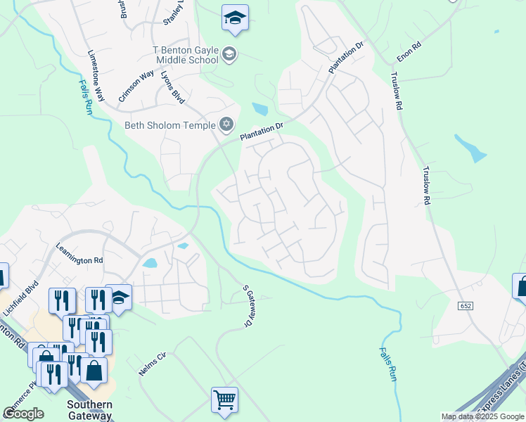 map of restaurants, bars, coffee shops, grocery stores, and more near 8 Brunswick Drive in Fredericksburg