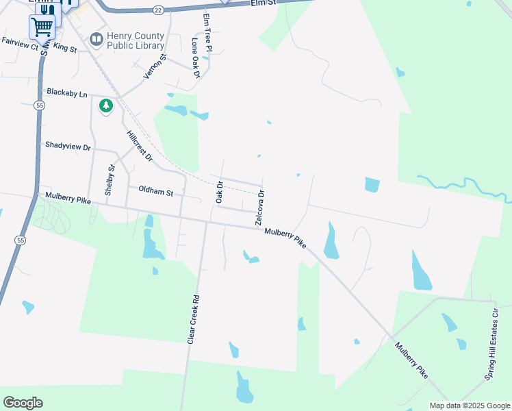 map of restaurants, bars, coffee shops, grocery stores, and more near 131 Zelcova Drive in Eminence