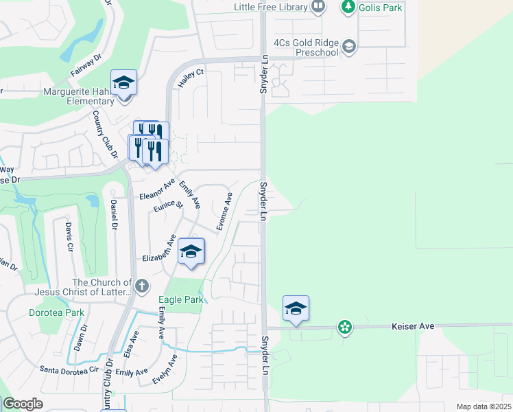 map of restaurants, bars, coffee shops, grocery stores, and more near 4757 Snyder Lane in Rohnert Park