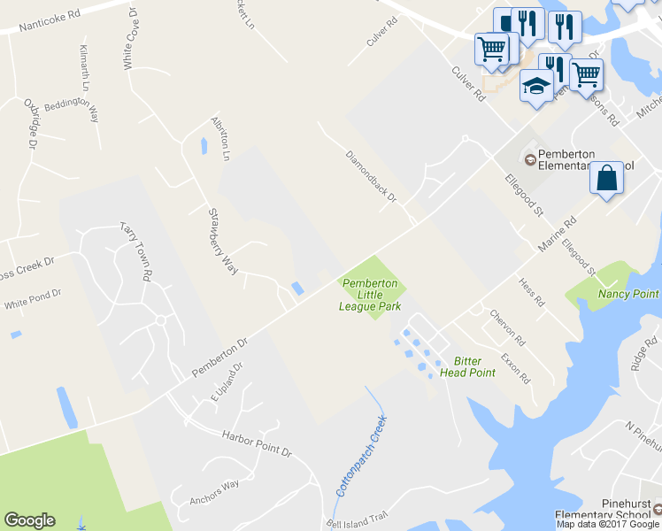 map of restaurants, bars, coffee shops, grocery stores, and more near 1411 Pemberton Drive in Salisbury