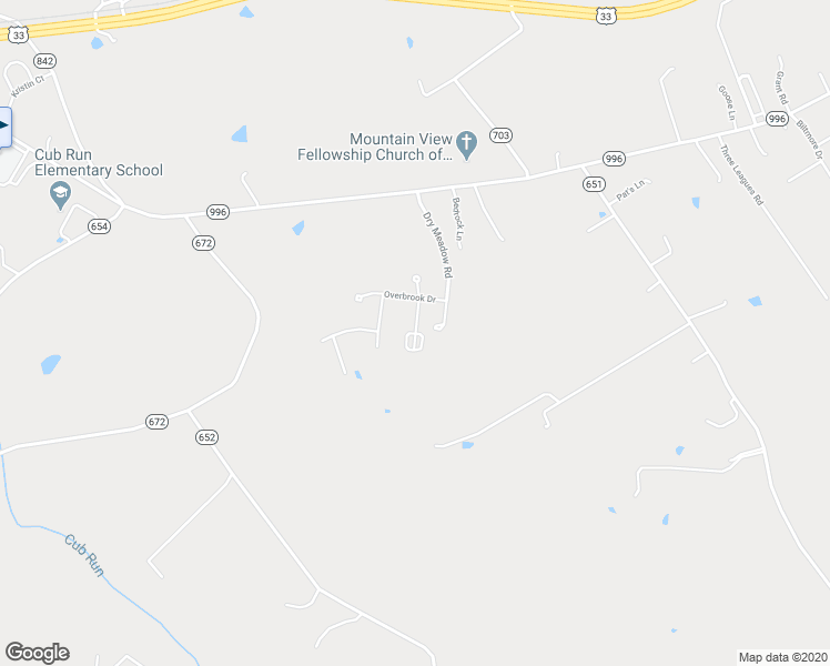 map of restaurants, bars, coffee shops, grocery stores, and more near Barrows Court in McGaheysville