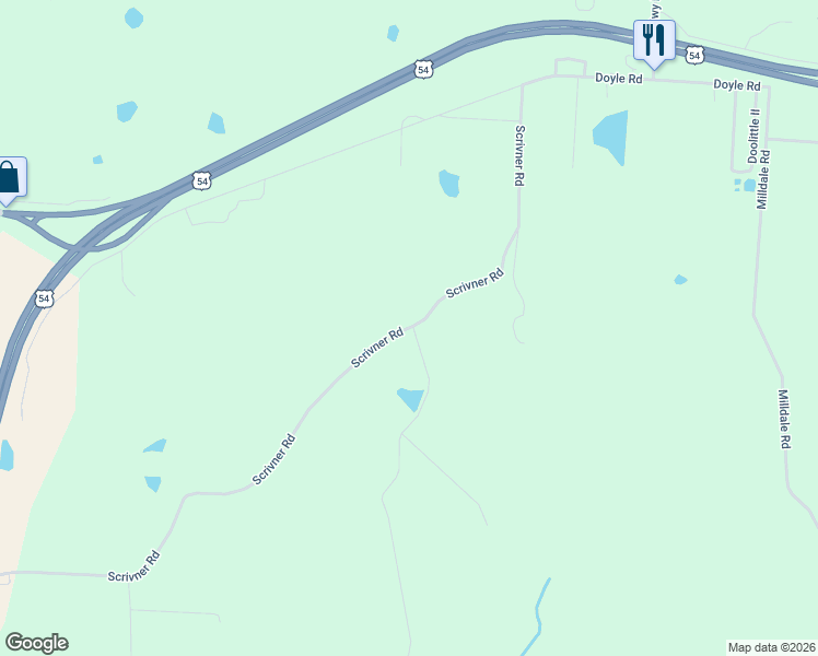 map of restaurants, bars, coffee shops, grocery stores, and more near 172 Scrivner Rd in Eldon
