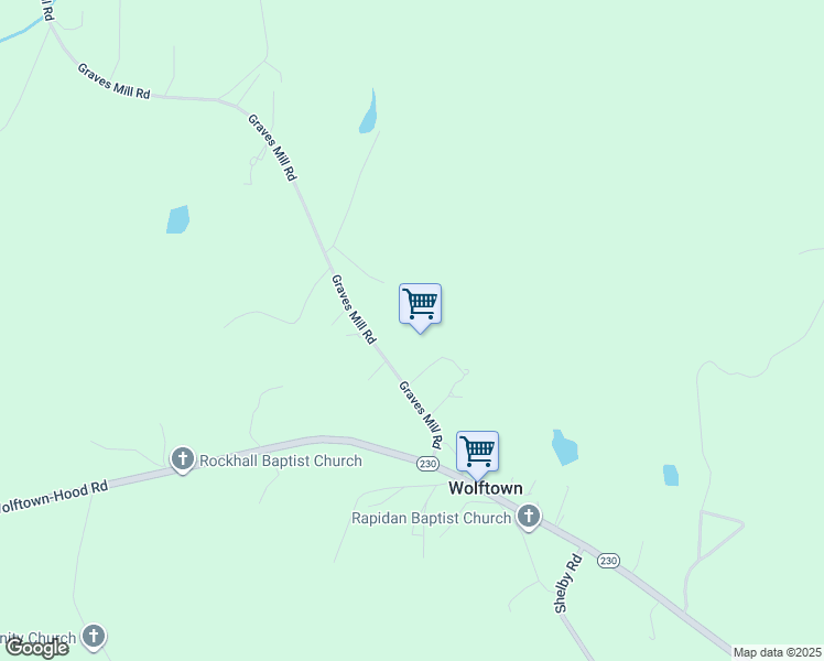 map of restaurants, bars, coffee shops, grocery stores, and more near 366 Graves Mill Road in Madison