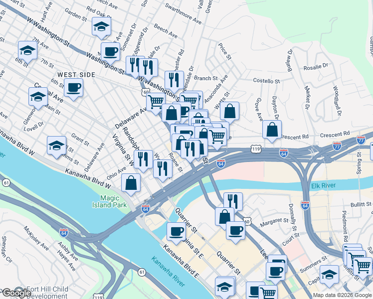 map of restaurants, bars, coffee shops, grocery stores, and more near 4 Jarrett Court in Charleston