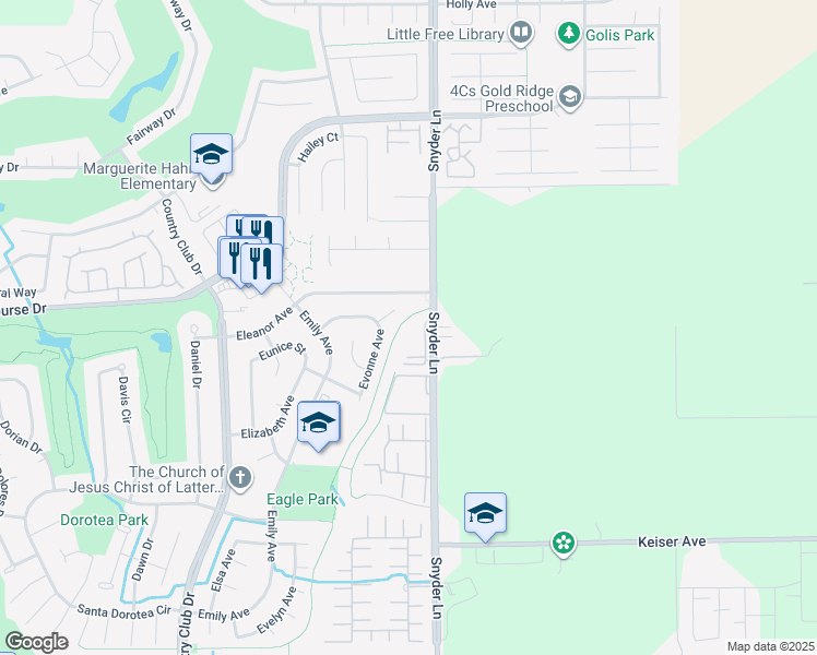 map of restaurants, bars, coffee shops, grocery stores, and more near 4757 Snyder Lane in Rohnert Park