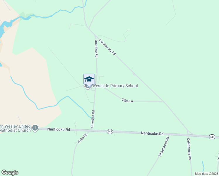 map of restaurants, bars, coffee shops, grocery stores, and more near 25346 Giles Lane in Quantico