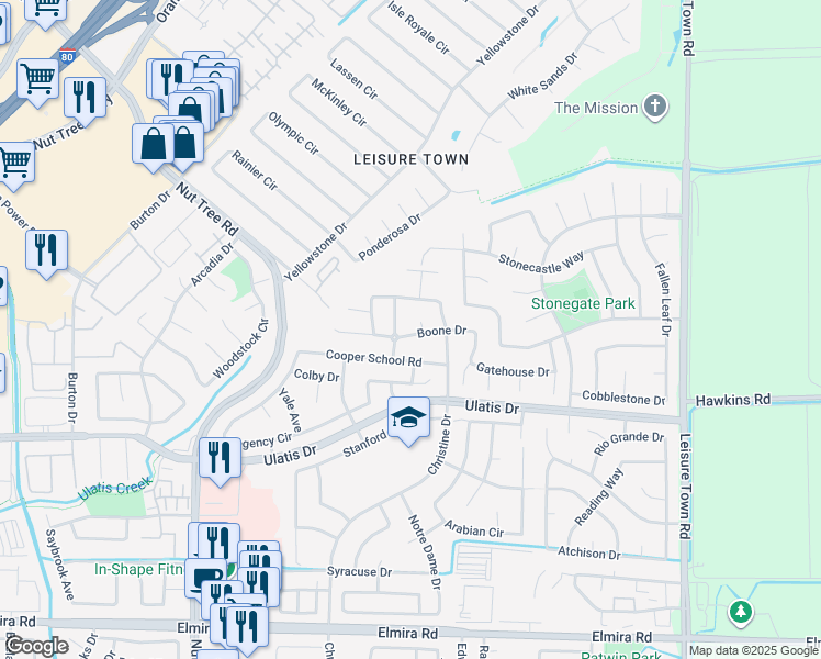 map of restaurants, bars, coffee shops, grocery stores, and more near 1037 Cody Court in Vacaville