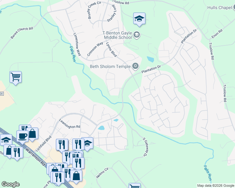 map of restaurants, bars, coffee shops, grocery stores, and more near 12 Kendrick Court in Fredericksburg