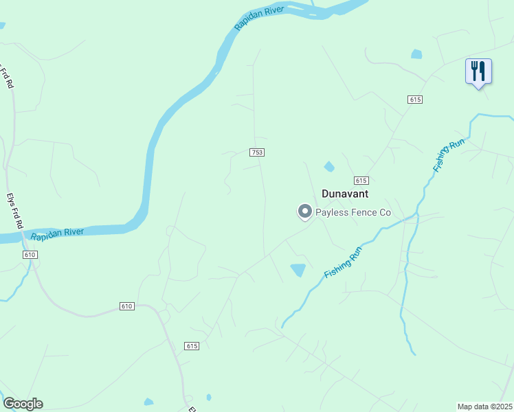 map of restaurants, bars, coffee shops, grocery stores, and more near 14630 North Rapidan Road in Fredericksburg