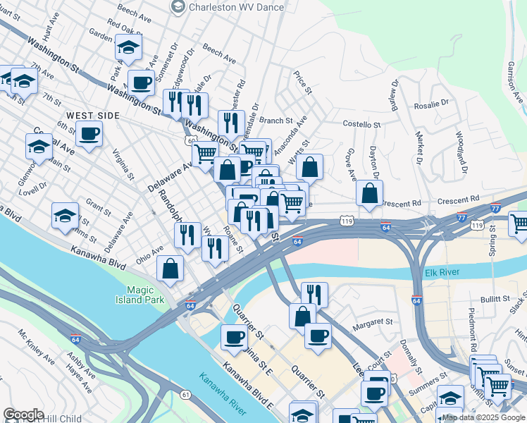 map of restaurants, bars, coffee shops, grocery stores, and more near 4 Jarrett Court in Charleston