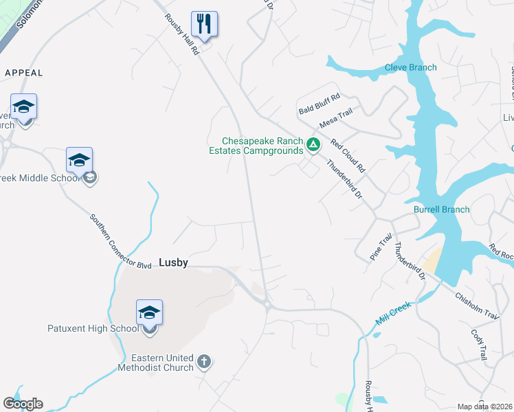 map of restaurants, bars, coffee shops, grocery stores, and more near 12290 Rousby Hall Rd in Lusby