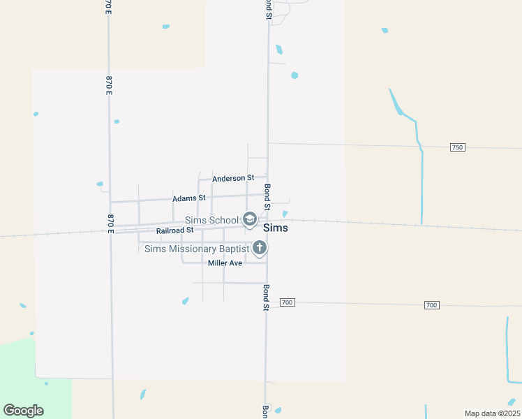 map of restaurants, bars, coffee shops, grocery stores, and more near 206 North Railroad Street in Sims