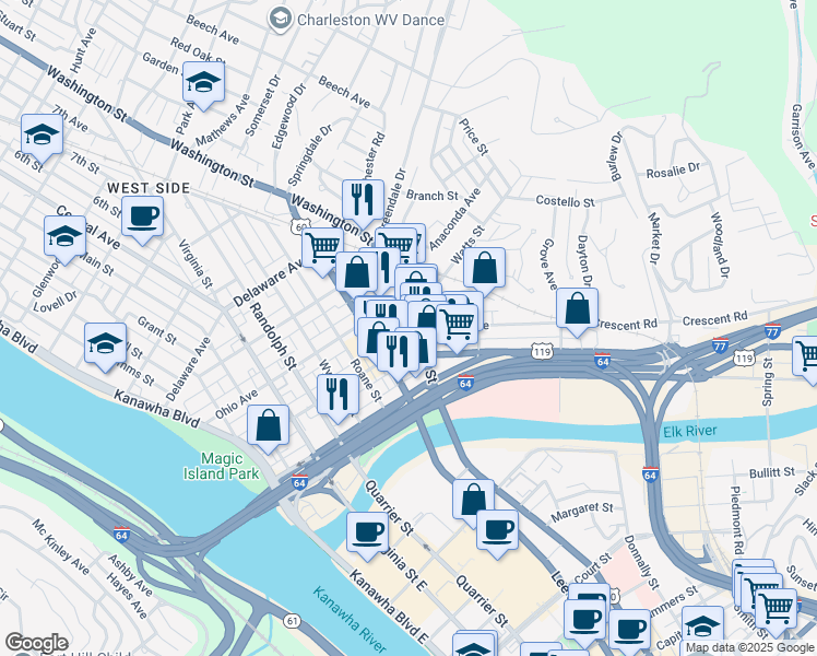 map of restaurants, bars, coffee shops, grocery stores, and more near 4 Jarrett Court in Charleston