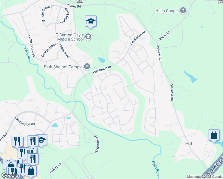 map of restaurants, bars, coffee shops, grocery stores, and more near 20 Castlewood Drive in Fredericksburg