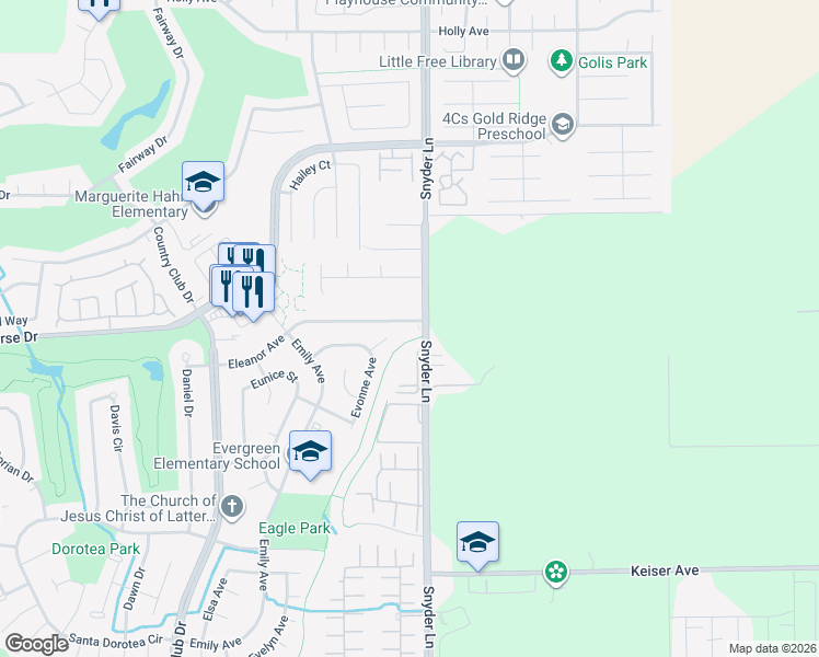 map of restaurants, bars, coffee shops, grocery stores, and more near 4757 Snyder Lane in Rohnert Park