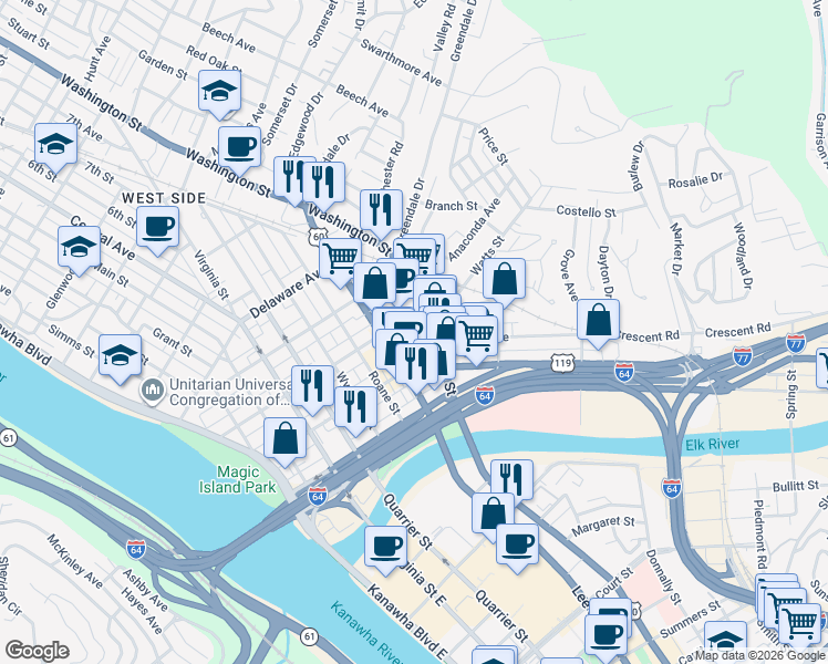 map of restaurants, bars, coffee shops, grocery stores, and more near 4 Jarrett Court in Charleston