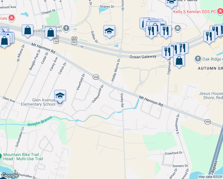 map of restaurants, bars, coffee shops, grocery stores, and more near 1510 Lavale Terrace in Salisbury