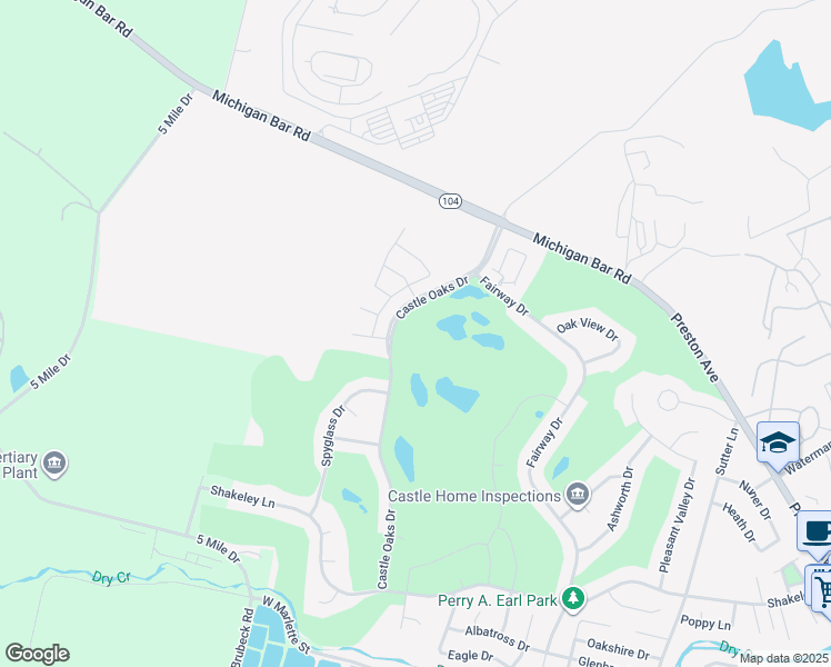 map of restaurants, bars, coffee shops, grocery stores, and more near 1000 Castle Oaks Drive in Ione