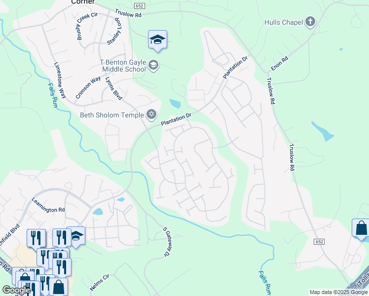 map of restaurants, bars, coffee shops, grocery stores, and more near 9 Linden Court in Fredericksburg