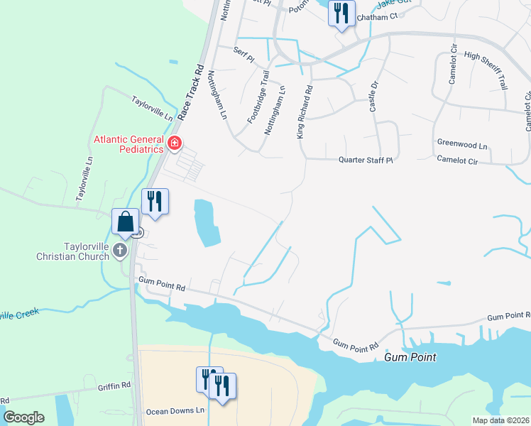 map of restaurants, bars, coffee shops, grocery stores, and more near Unnamed Road in Ocean Pines