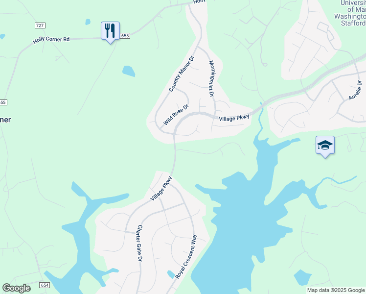 map of restaurants, bars, coffee shops, grocery stores, and more near 1009 Broad Lake Drive in Fredericksburg
