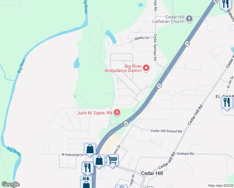 map of restaurants, bars, coffee shops, grocery stores, and more near 14 Arlington Oaks Drive in Cedar Hill
