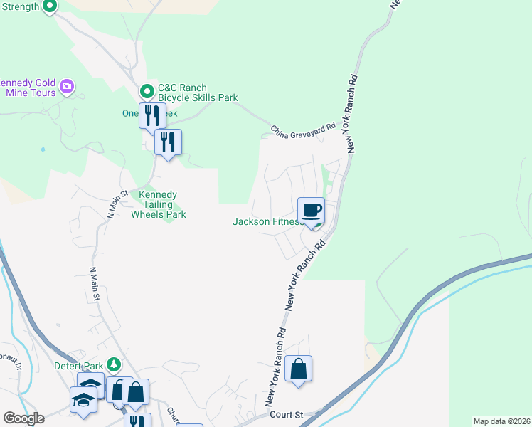 map of restaurants, bars, coffee shops, grocery stores, and more near Evergreen Place in Jackson