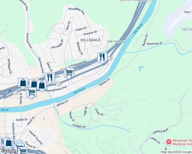 map of restaurants, bars, coffee shops, grocery stores, and more near 1826 Cora St in Charleston