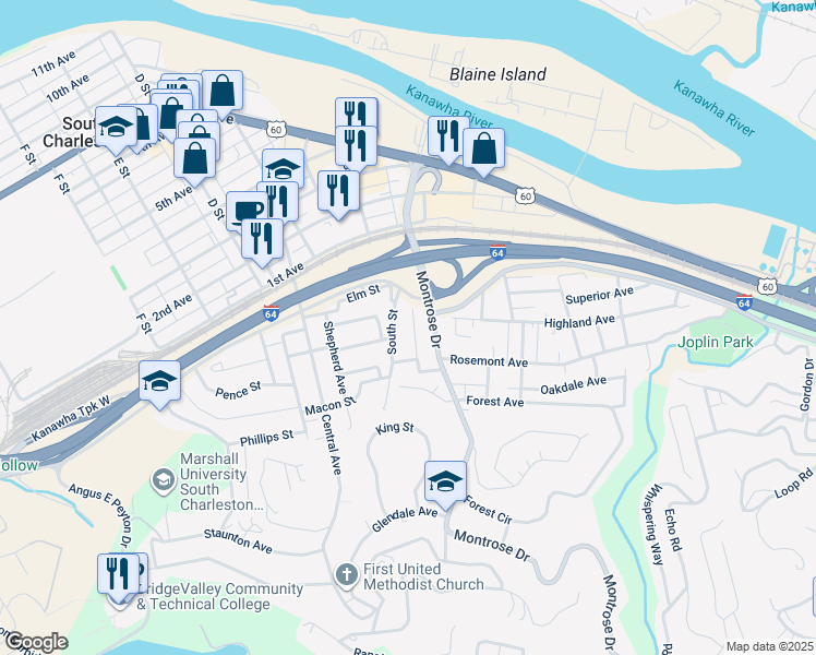 map of restaurants, bars, coffee shops, grocery stores, and more near 220 Bird Court in Charleston