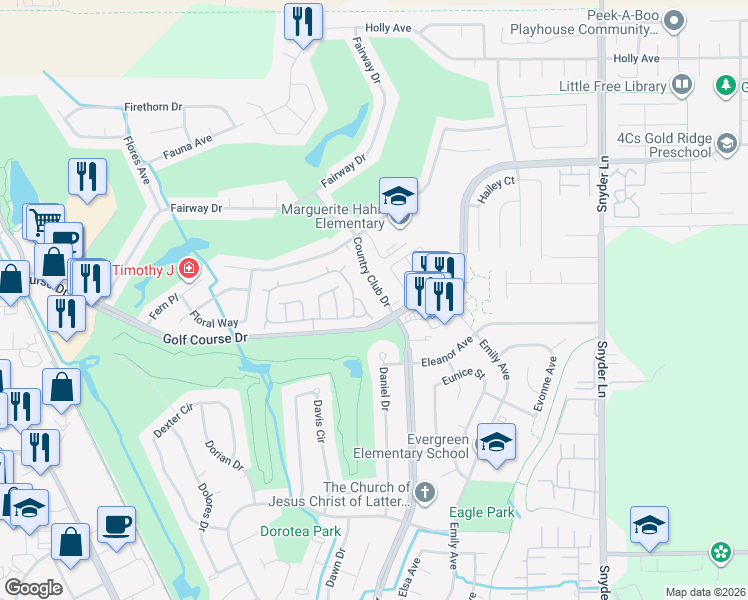 map of restaurants, bars, coffee shops, grocery stores, and more near 5083 Country Club Drive in Rohnert Park