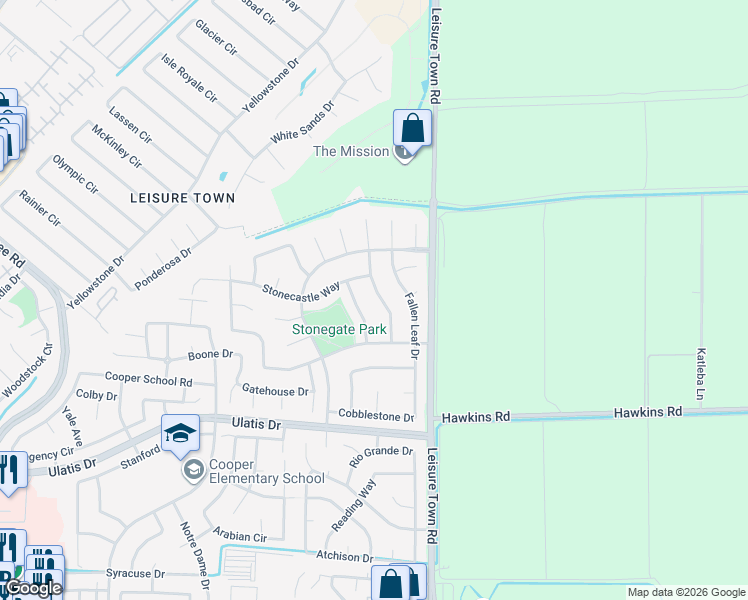 map of restaurants, bars, coffee shops, grocery stores, and more near 236 Willow Green Way in Vacaville