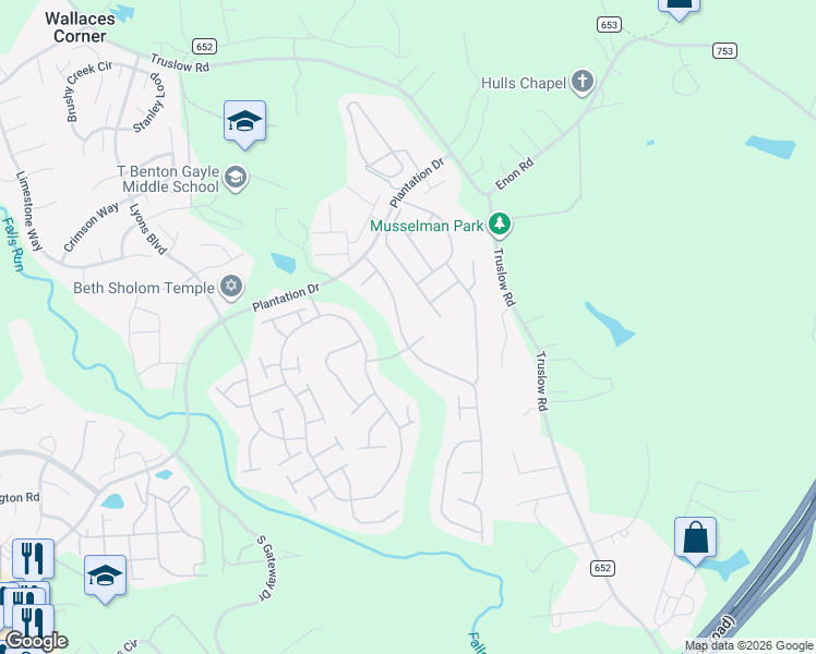 map of restaurants, bars, coffee shops, grocery stores, and more near 61 Smithfield Way in Fredericksburg