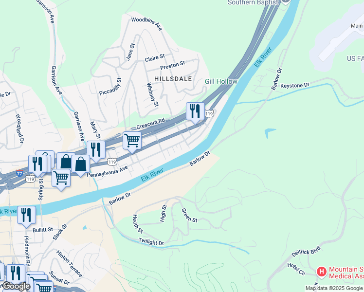 map of restaurants, bars, coffee shops, grocery stores, and more near 1826 Cora Street in Charleston