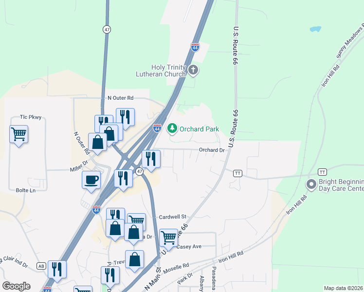 map of restaurants, bars, coffee shops, grocery stores, and more near 1790 Franklin Drive in Saint Clair