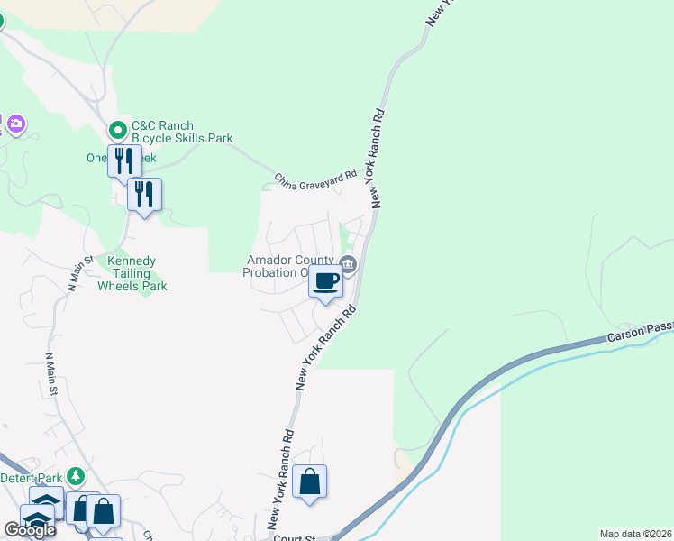 map of restaurants, bars, coffee shops, grocery stores, and more near 701 New York Ranch Road in Jackson