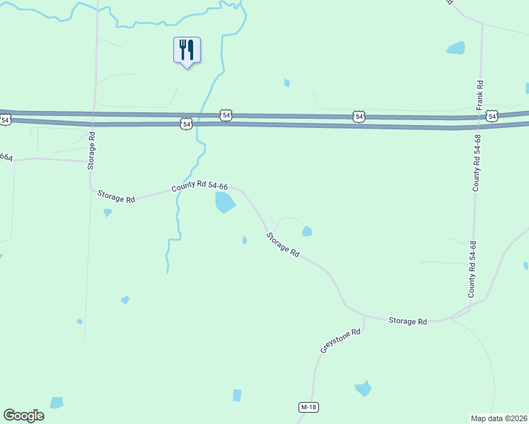 map of restaurants, bars, coffee shops, grocery stores, and more near 183-239 Co Road 54-66 in Eldon