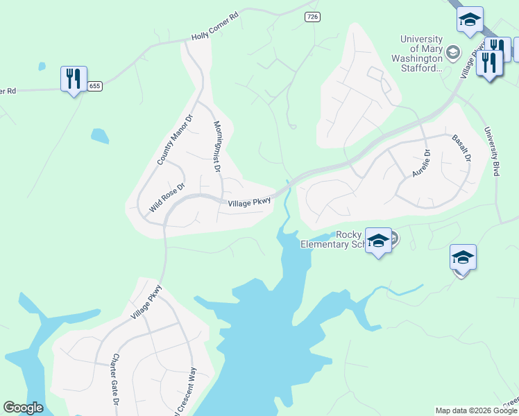 map of restaurants, bars, coffee shops, grocery stores, and more near 25 Cedarview Court in Fredericksburg