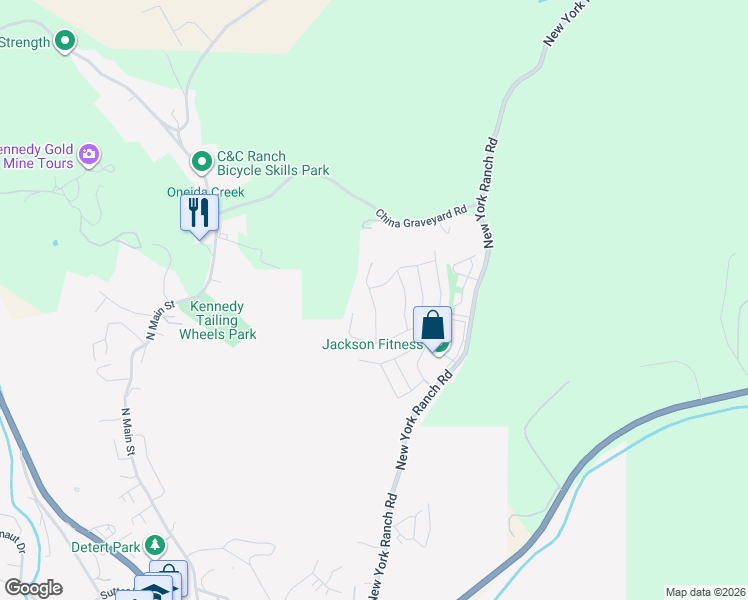 map of restaurants, bars, coffee shops, grocery stores, and more near Evergreen Place in Jackson
