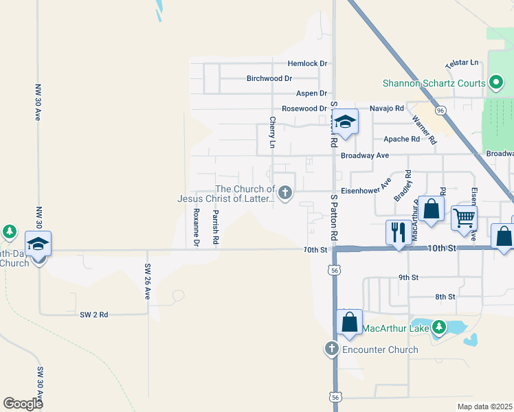 map of restaurants, bars, coffee shops, grocery stores, and more near 5900 B Eisenhower Court in Great Bend