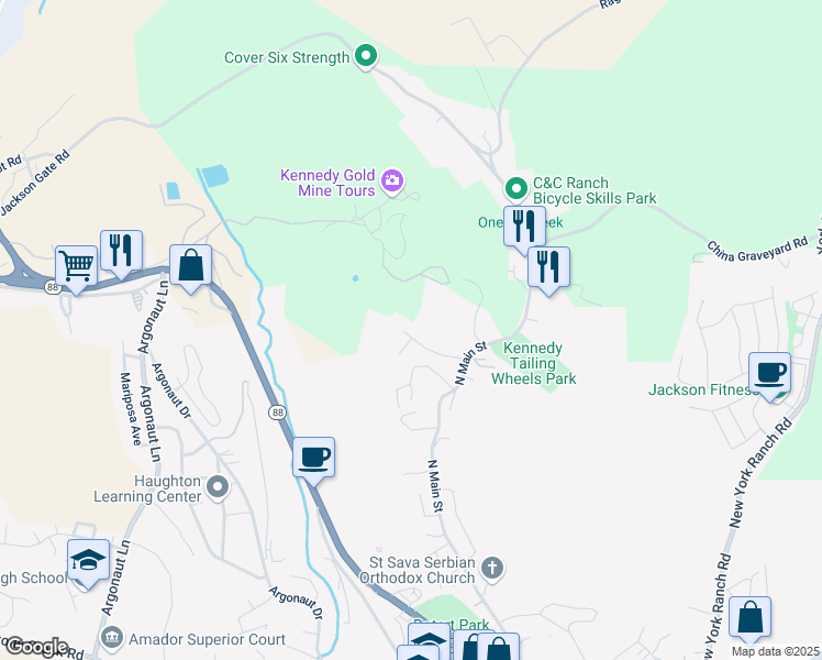 map of restaurants, bars, coffee shops, grocery stores, and more near 39 Starks Lane in Jackson