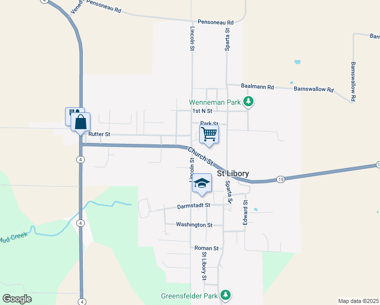 map of restaurants, bars, coffee shops, grocery stores, and more near 7346 Illinois 15 in Fairview Heights