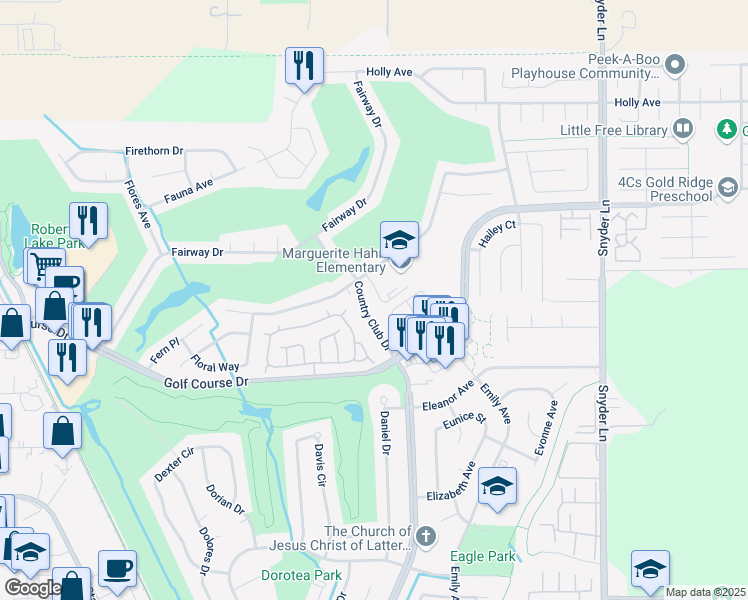 map of restaurants, bars, coffee shops, grocery stores, and more near 5022 Country Club Drive in Rohnert Park