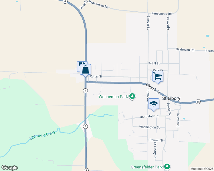 map of restaurants, bars, coffee shops, grocery stores, and more near 633 Wiese Lane in Belleville