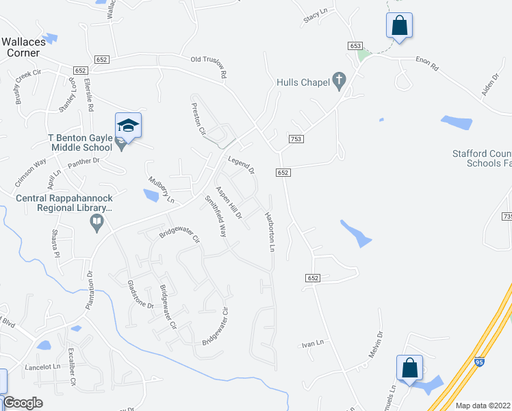 map of restaurants, bars, coffee shops, grocery stores, and more near 4 Fawn Lane in Fredericksburg