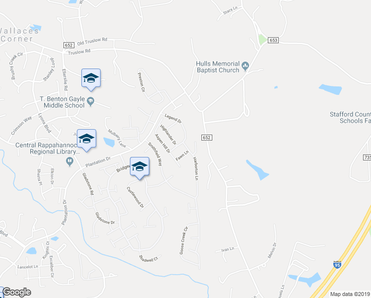 map of restaurants, bars, coffee shops, grocery stores, and more near 2 Fawn Lane in Fredericksburg